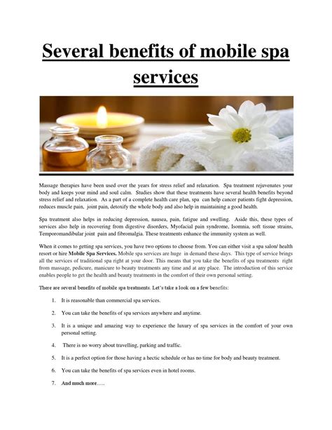 Several benefits of mobile spa services by spaanywherelu - Issuu