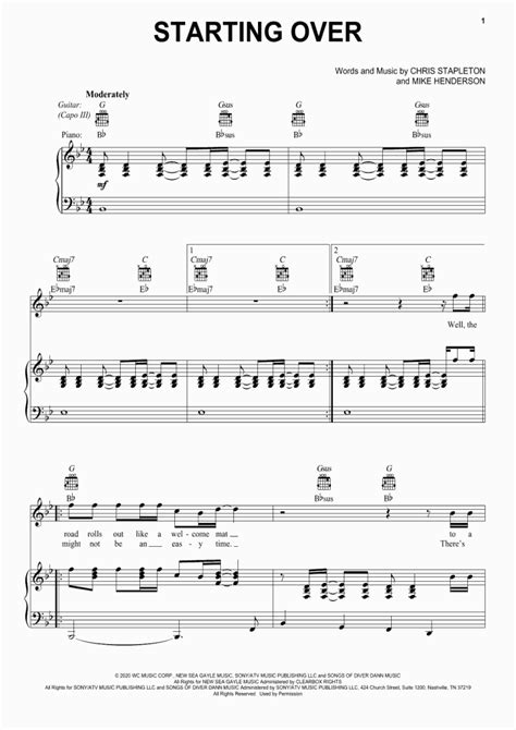 Starting Over Piano Sheet Music | OnlinePianist