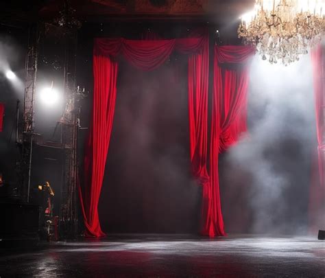 Premium Photo | Red curtain with spotlight