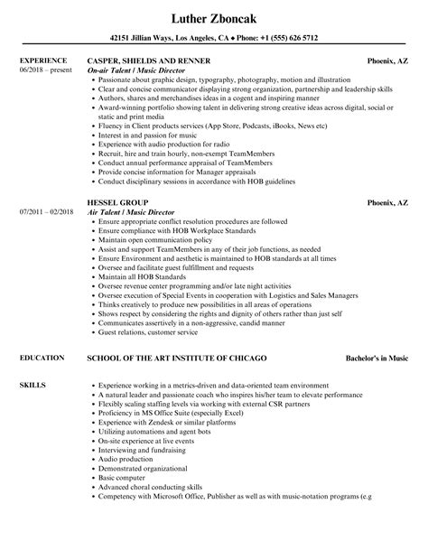 Music Director Resume Samples | Velvet Jobs