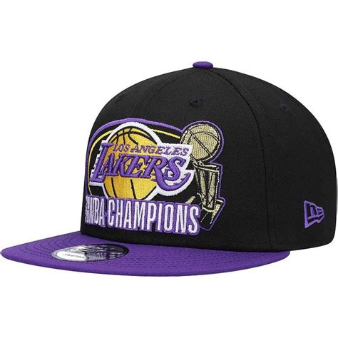 Men's New Era Black Los Angeles Lakers 2020 NBA Finals Champions Title Trophy 9FIFTY Snapback ...