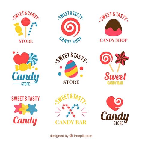 Candy shop logos collection for companies Vector | Free Download