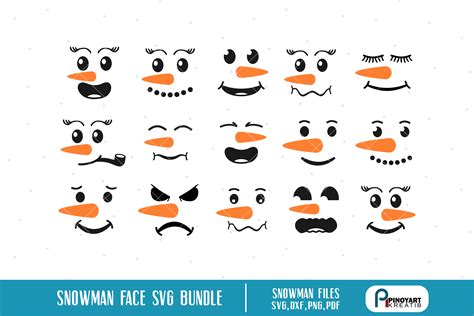 Snowman Faces svg Bundle – snowman vectors – Crella