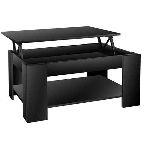 Modern Lift Top Coffee Table W/Hidden Storage and Shelves for Living Room Black 691303262433 | eBay