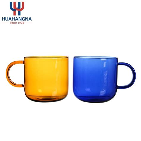 Minimalist Fully Colored High Borosilicate Glass Amber Pink Coffee Mug Heat Resistant Drinking ...
