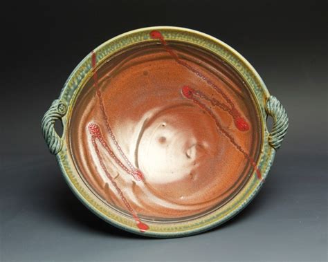 Handmade pottery serving platter shallow stoneware fruit