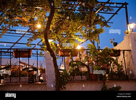 terrace of a restaurant in the white village of mijas malaga costa ...