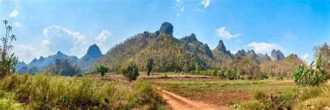 Panoramic View of the Northern Thailand Mountains in Spring. Stock ...