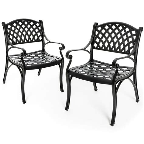 Nuu Garden 2-Piece Cast Aluminum Outdoor Dining Armchairs, Patio Bistro ...