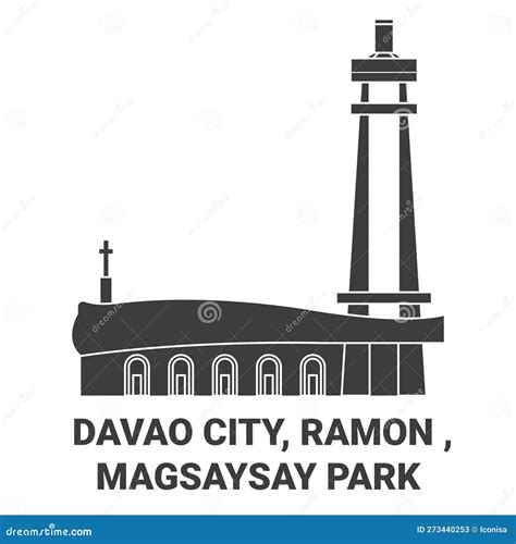 Philippines, Davao City Line Skyline Vector Illustration. Philippines, Davao City Linear ...