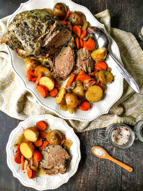 Herb Garlic Slow Cooker Lamb Roast with Vegetables