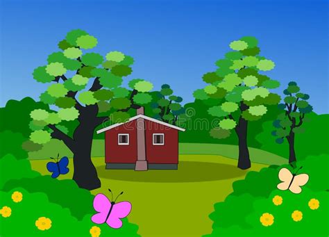 House in the Forest. stock illustration. Illustration of colors - 22080100