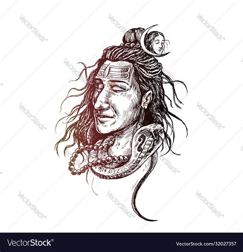 Lord shiva face tattoo - mahashivaratri poster Vector Image