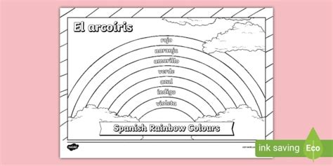 Spanish: Rainbow Colours Colouring Sheet (professor feito)