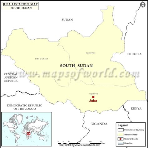 Where is Juba | Location of Juba in South Sudan Map