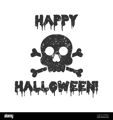 Skull and crossbones icon. Happy halloween holiday lettering. Flat vector illustration Stock ...