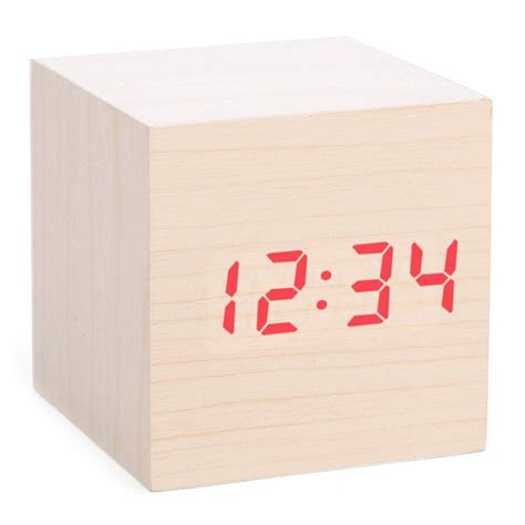 Cube LED Alarm Clock | Wood Block Digital Clock | UncommonGoods