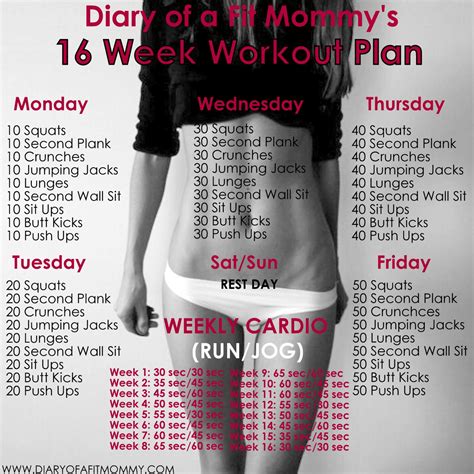 16 Week No Gym Home Workout Plan - Diary of a Fit Mommy