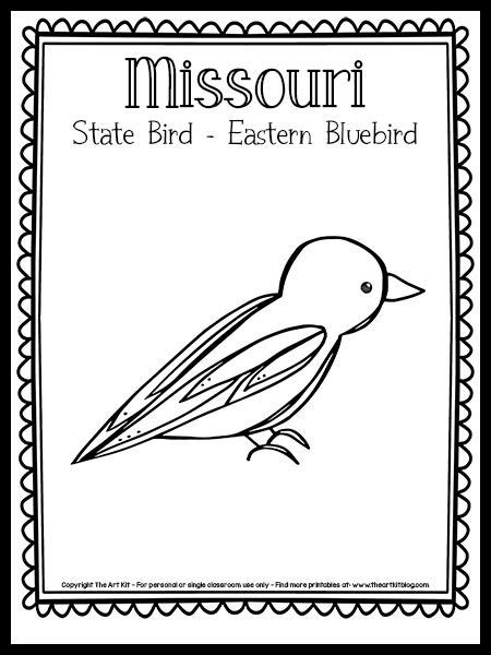 Missouri State Bird Coloring Page (the Eastern Bluebird!) {FREE Printable!} - The Art Kit ...