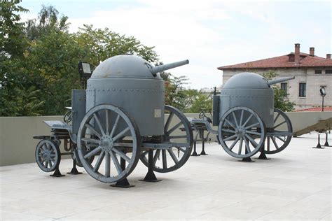 German early tank/SG, circa 1893. Bulgarian KRUPP SCHUMAN Armoured mobile guns (57 mm), captured ...