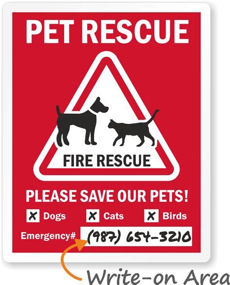 Fire Rescue Label - Pets Window Decal with Dog & Cat Pictogram, SKU: LB ...