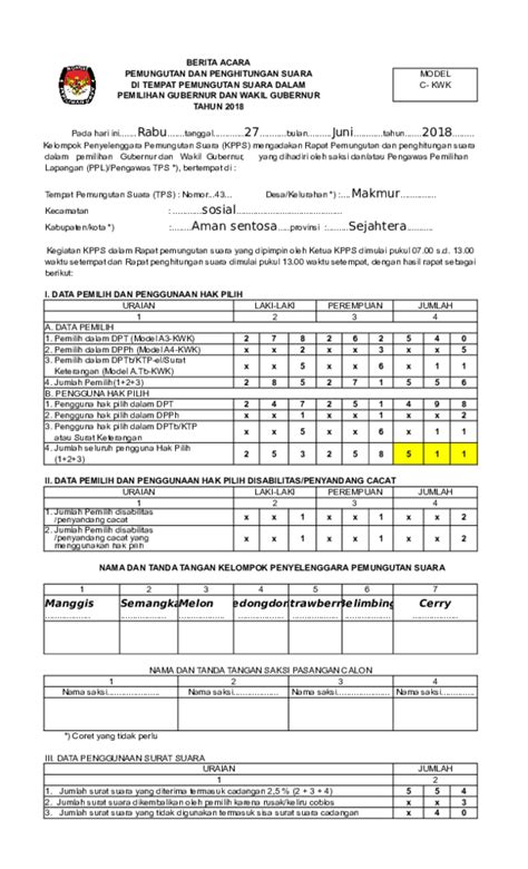 (XLS) FORMULIR KPPS ISI | rahmat nurdin - Academia.edu