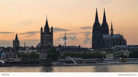 Cologne Skyline At Sunset Stock video footage | 8993338