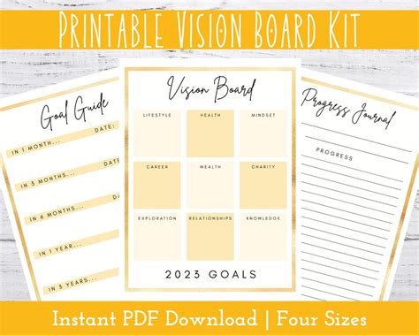 2023 Vision Board Template Printable Goal Planner Law of Attraction ...