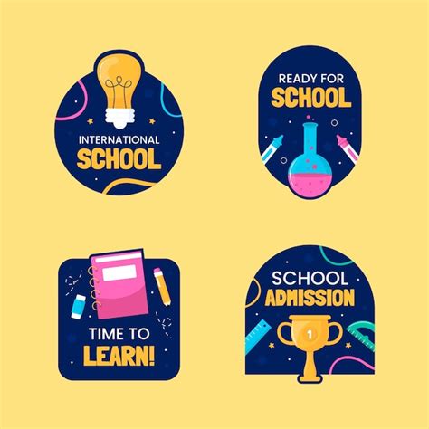 Free Vector | Flat design international school labels template