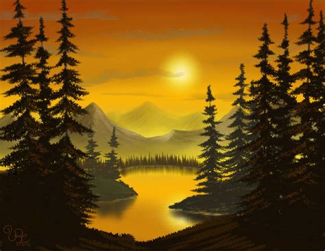 Evergreen-Trees in Autumn-A tribute to Bob Ross by Cuchiples on DeviantArt