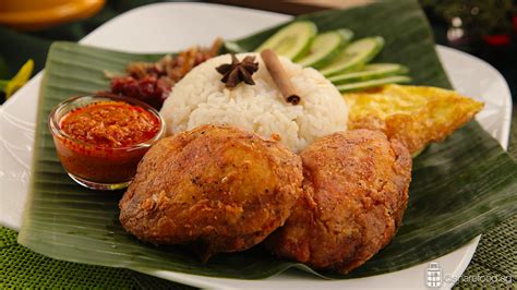 Nasi Lemak with Crispy Ayam Rendang