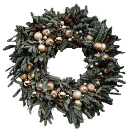 Gold Baubles Xmas Wreath – Flowers Box London