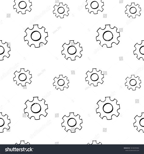 Gear Seamless Pattern Outline Hand Drawn Stock Vector (Royalty Free) 1810078384