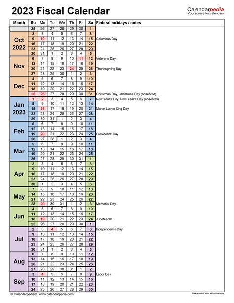 Fiscal Calendars 2023 - Free Printable Word templates