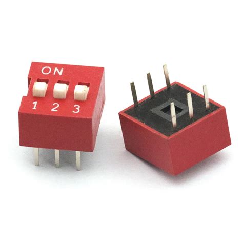 DIP switch / DIP / 2.54MM Pitch / 3 / 3P (red gold plated) (5pcs/lot)-in Switches from Lights ...