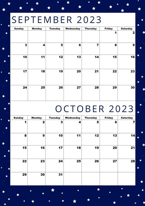 September 2023 Calendaroctober 2023 Calendartwo Month One - Etsy