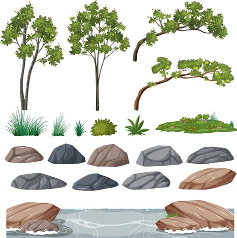 Isolated trees and nature objects set 8615588 Vector Art at Vecteezy