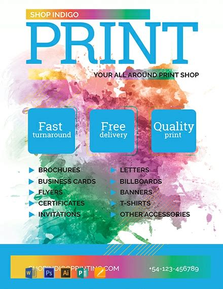 Print Shop Flyer Template - Illustrator, Word, Apple Pages, PSD ...