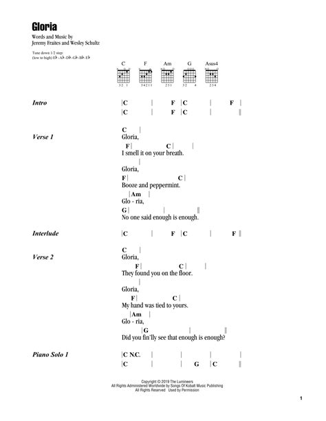 Gloria by The Lumineers - Guitar Chords/Lyrics - Guitar Instructor