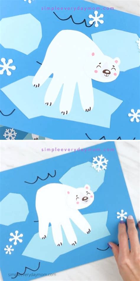 Polar Bear Handprint Craft With Free Template in 2021 | Handprint craft ...