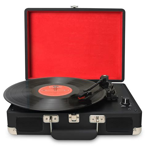 DIGITNOW Vintage Turntable,Black 3 Speed Vinyl Record Player - Suitcase ...