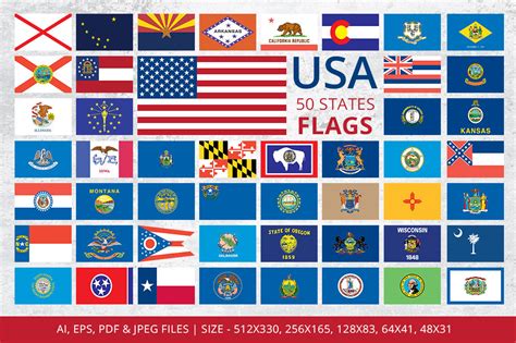 States Flags of USA By Digital-Artist | TheHungryJPEG