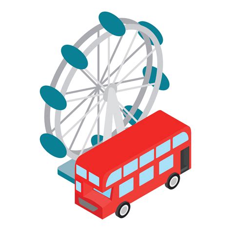 London landmark icon isometric vector. London eye and traditional red bus icon 15231523 Vector ...