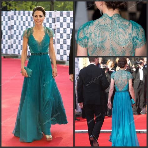 2014 Bestselling Kate Middleton Runway Evening Dress Column V Neck ...