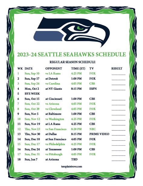 Seahawks Schedule 2024 Printable - Fairfield University Final Exam ...