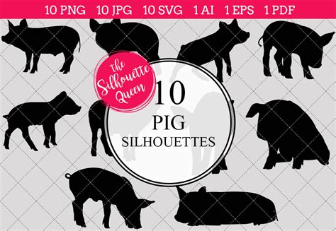 Pig Silhouette Vector By The Silhouette Queen | TheHungryJPEG