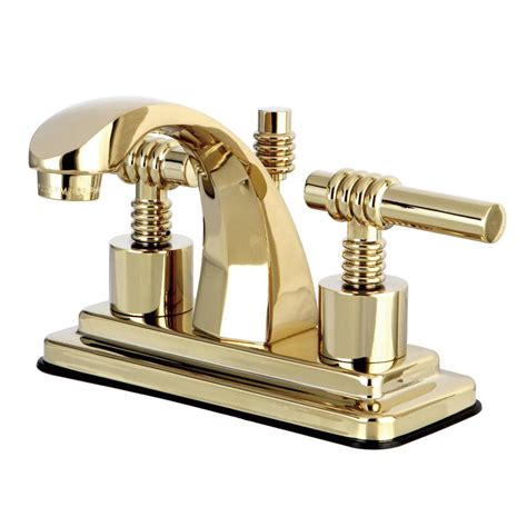 Kingston Brass Milano 4 in. Centerset 2-Handle Bathroom Faucet in Polished Brass-HKS4642ML - The ...