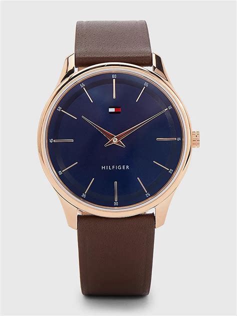 Rose Gold-Tone Leather Strap Watch | BROWN | Tommy Hilfiger