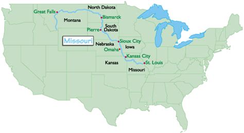 The Missouri River Map - TravelsFinders.Com