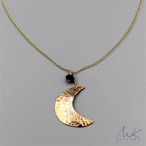 Bronze Crescent Moon Pendant Necklace by MK Designs Jewelry